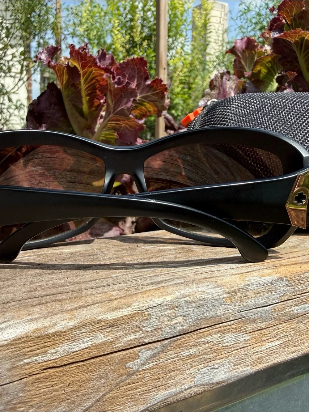 SPY Black Sunglasses with Black Textured Case and Orange Logo
